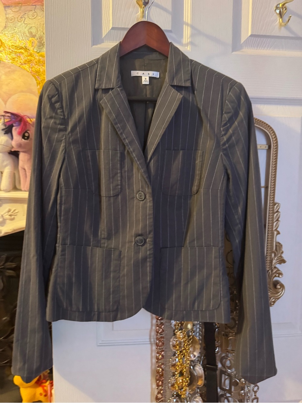 CAbi Women's Gray Pinstripe Tailored Blazer